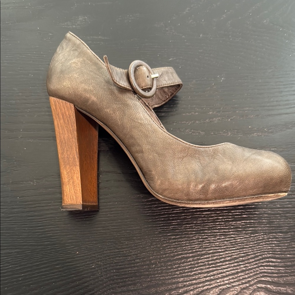 Joie Gray Chunky Heel Mary Jane Pumps
